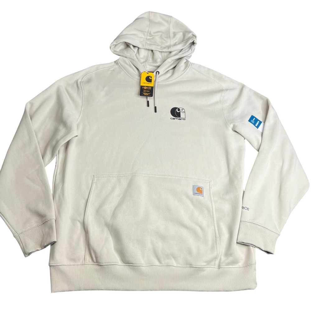 Carhartt Force Relaxed Fit Logo Hoodie Eco Cream TS7064-M Mens Large NWT